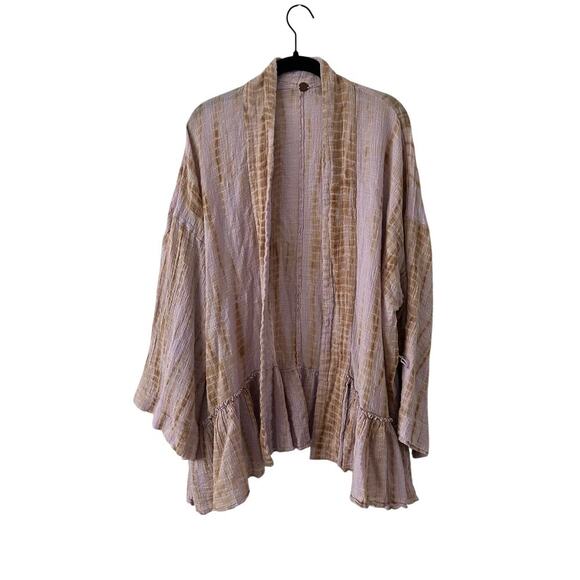 Free People Sweaters - Free People FP One Oversized Gauze Ruffle Open Front Cardigan Size M/L
